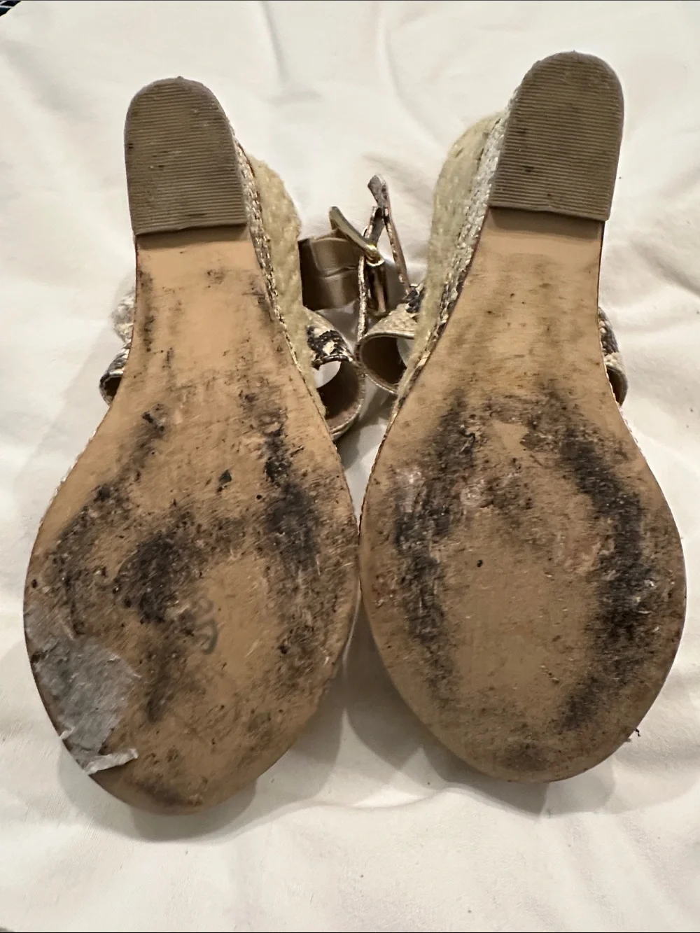 Steve Madden Beige Snake-Print Wedge Sandals